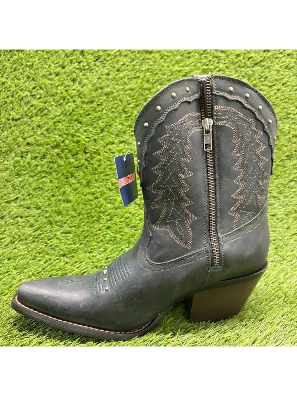 Durango Crush Womens Size 8 Black Cowgirl Western Snip Toe Zip Up Fashion Boots